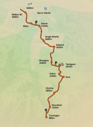 Makalu Base Camp Trek Map